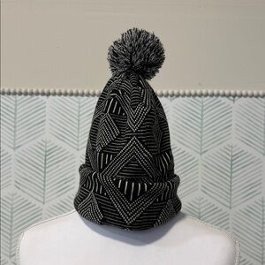 The North Face Black and Gray Geometric Beanie